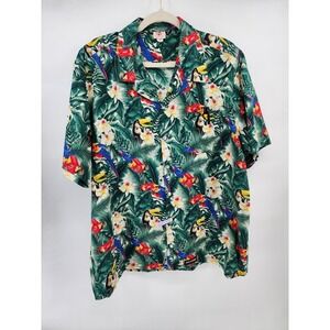 Scorpio Mens XL Parrot‎ Toucan Tropical Hawaiian Shirt Made in USA Cotton Green